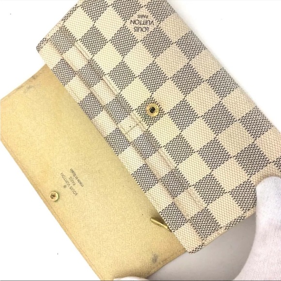 Auth Louis Vuitton Damier Azur Portefeuille Sarah Long Bifold Wallet Vintage - Picture 4 of 7
